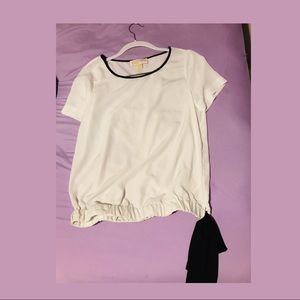 Sheer white Micheal Kors Top with black bow